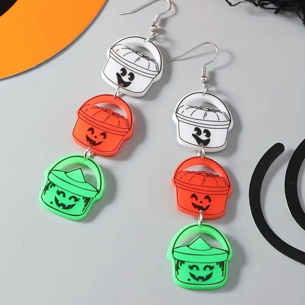 NEW! Vintage McDonald’s Halloween Happy Meal Trick or Treat Bucket Earrings! - Picture 1 of 4